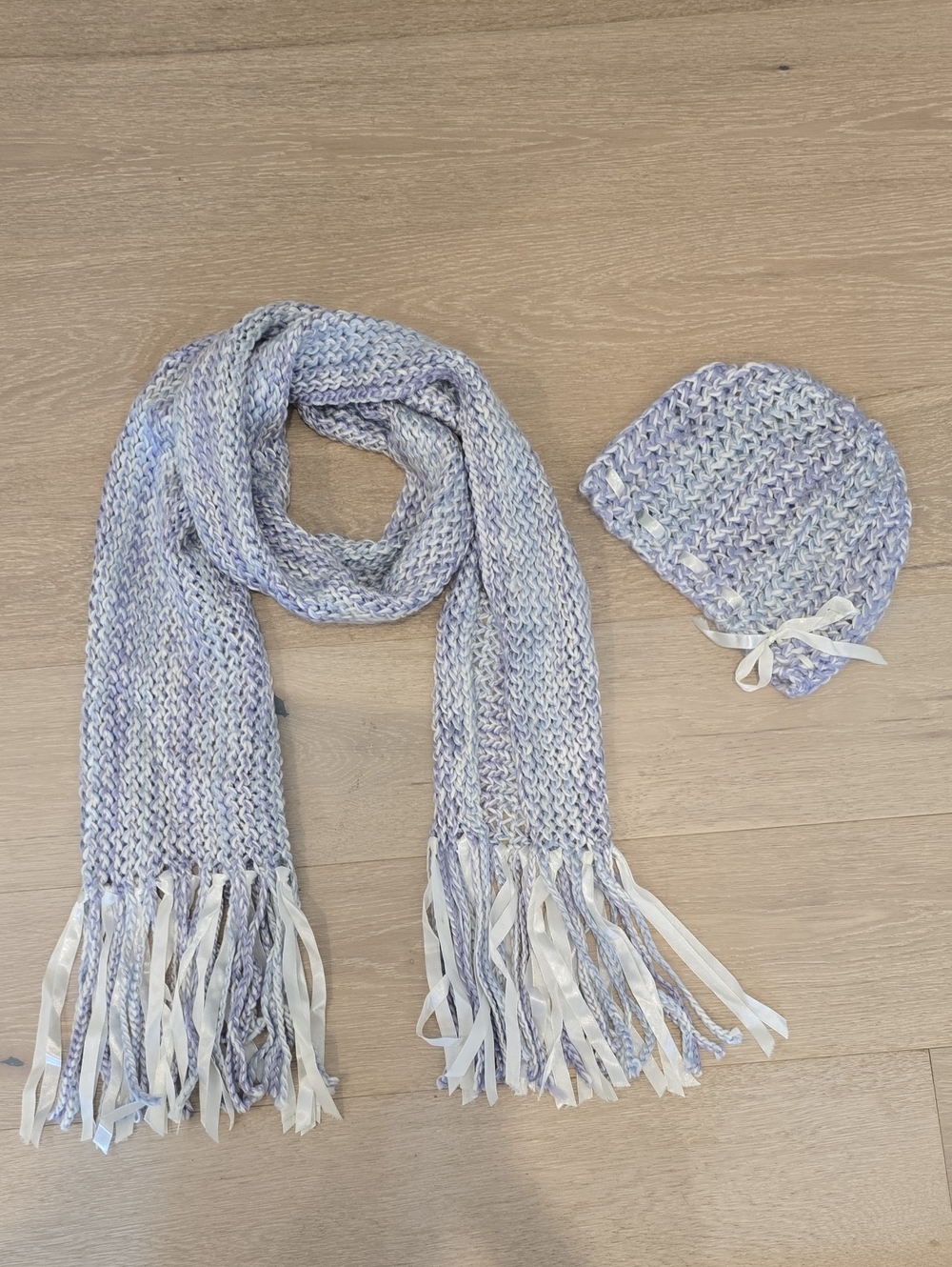 Zazou Luxe 2pc Knit 70" Fringe Scarf & Knit Hat